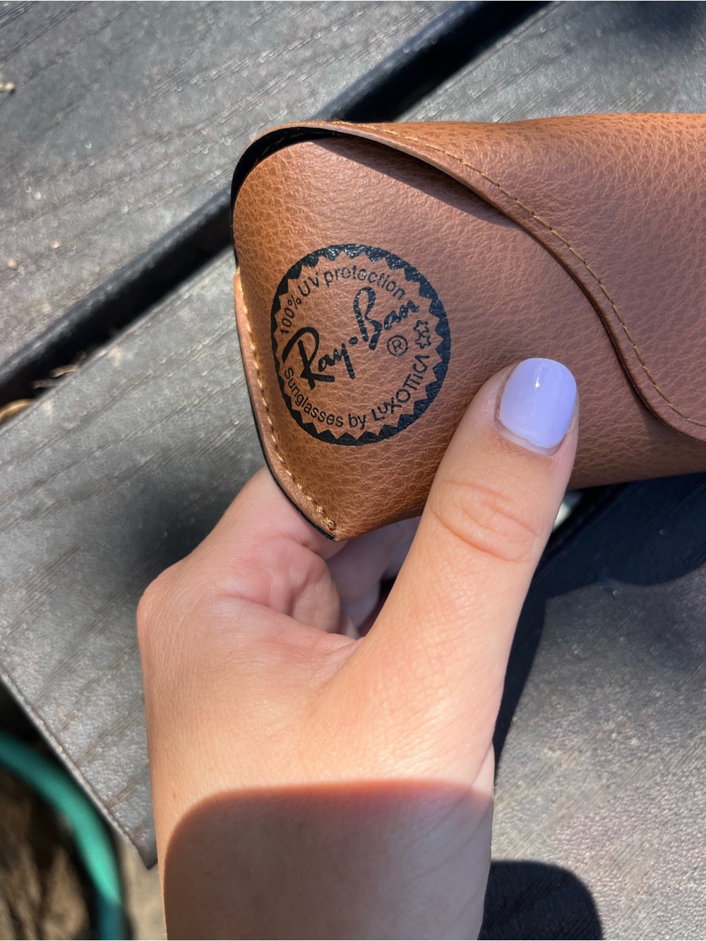 NWT Ray-Ban Tan Brown Pebbled Leather Sunglasses Case - Picture 2 of 3
